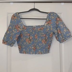 AE Floral Smocked Crop with Cap Sleeves NEVER WORN